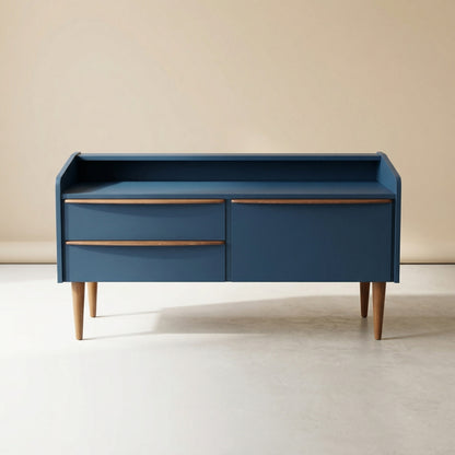 Low sideboard/TV unit in midnight blue and wood, 1960