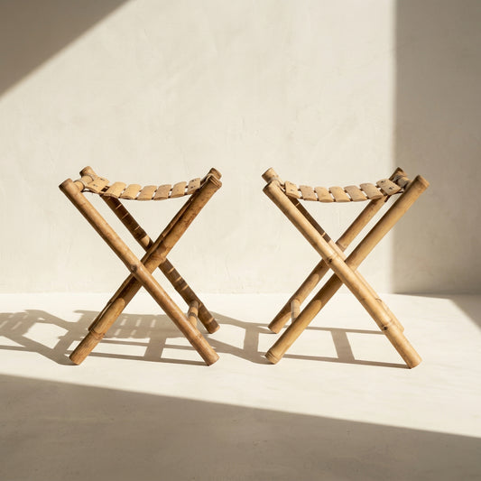 Pair of fisherman's stools, in Bamboo