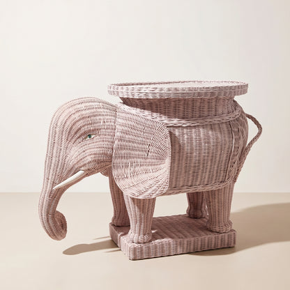 Table d’appoint vintage en rotin en forme d'éléphant, att. à Vivai del Sud, italie, 1960 - 1970