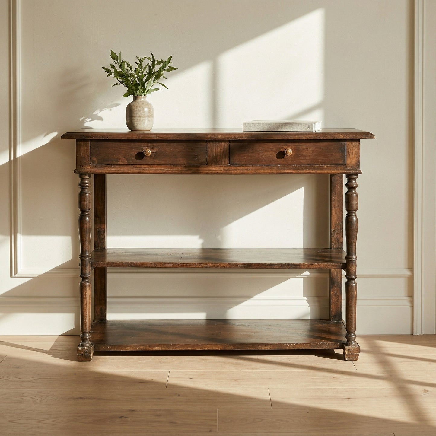 Antique solid wood console table – late 19th / early 20th century