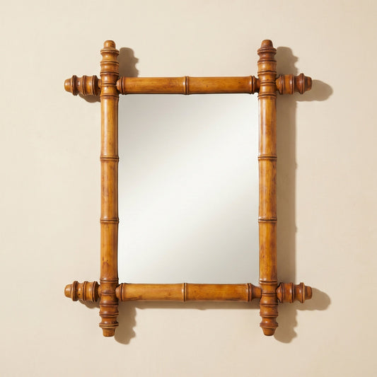 Miroir en bois tourné style bambou, vers 1900-1930