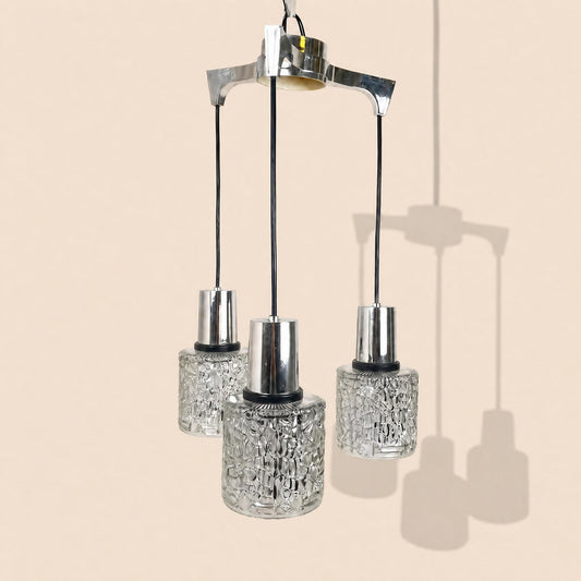 Suspension cascade à 3 feux , verre , 1970